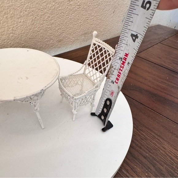 Vintage dollhouse furniture metal patio table chairs - Picture 6 of 8